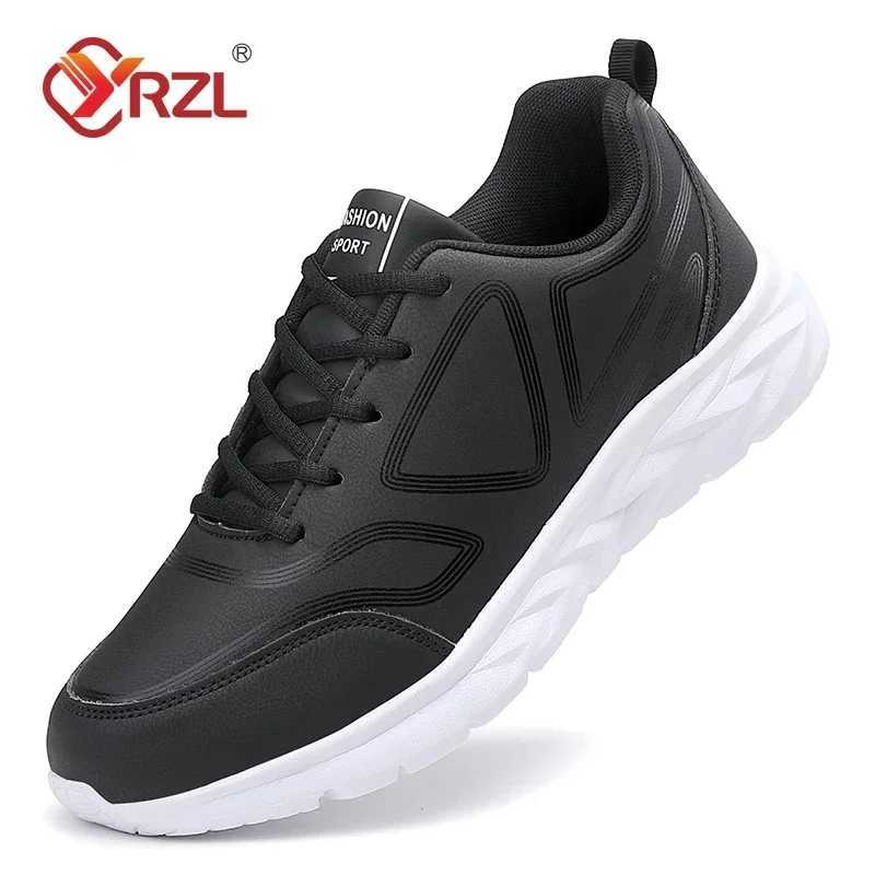100 Black Running Shoes Leather Waterproof Athletic Sneakers Men Wearresistant Men Walking Sport Shoes Comfortable Men Shoes Z250905