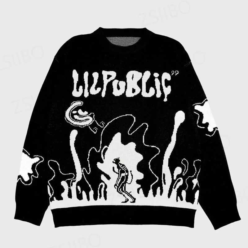 Sweater autumn and winter 2024 new mens and womens knitted printed personality street round neck sweater women Z250905