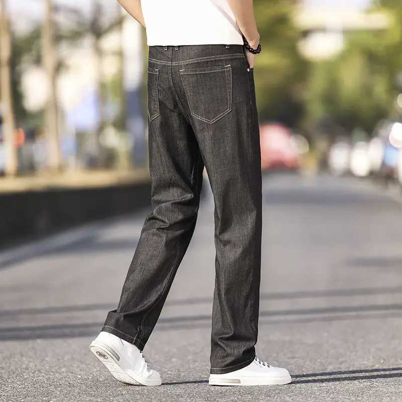Summer Thin Mens Elastic Cotton Jeans Fashion Blue Comfortable Business Straight Casual Pants Brand Male Clothes Trousers jeans W250905