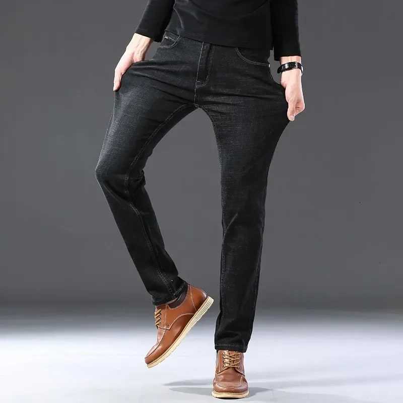 Autumn Brand Jeans New Mens Elastic Cotton Stretch Jeans Pants Loose Fit Denim Trousers Mens Brand Fashion Big Size 35 38 40 W250905