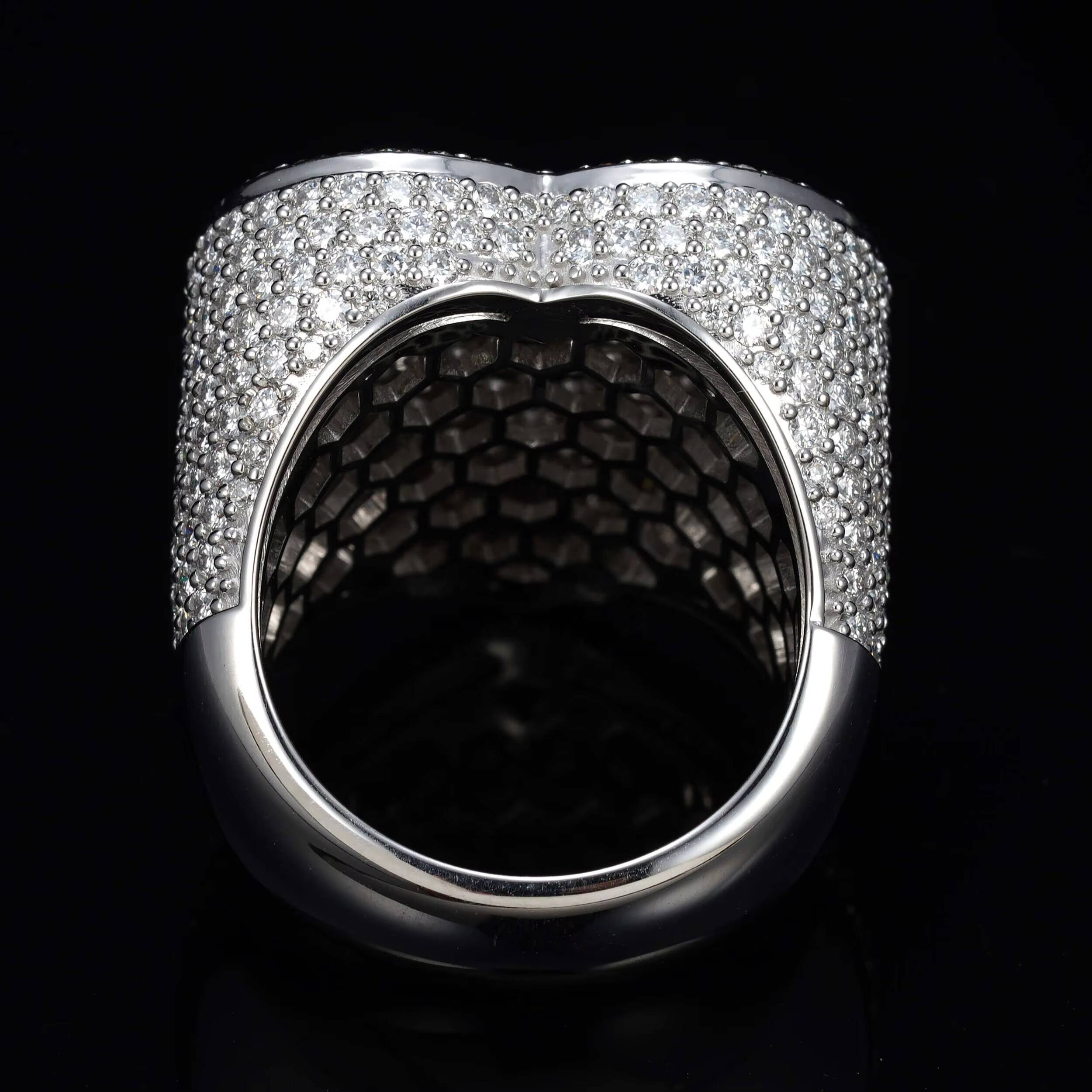 GRA Pass Diamond Tester Real Gold 10K White Gold Heart Shaped VVS Moissanite Men Ring