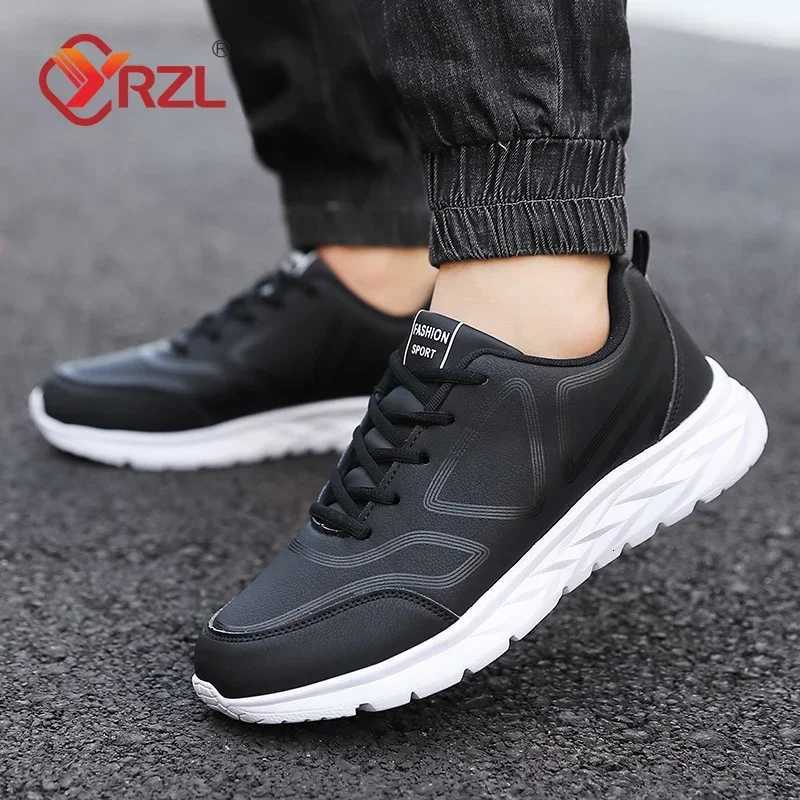 100 Black Running Shoes Leather Waterproof Athletic Sneakers Men Wearresistant Men Walking Sport Shoes Comfortable Men Shoes Z250905