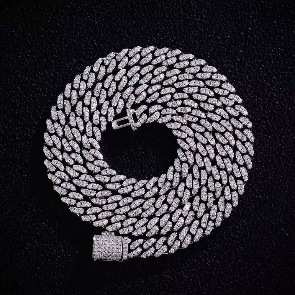 Sier Moissanite Cuban Chain Bracelet 6mm 1 Row Stones Hip Hop Fine Jewelry Custom Necklace Gifts