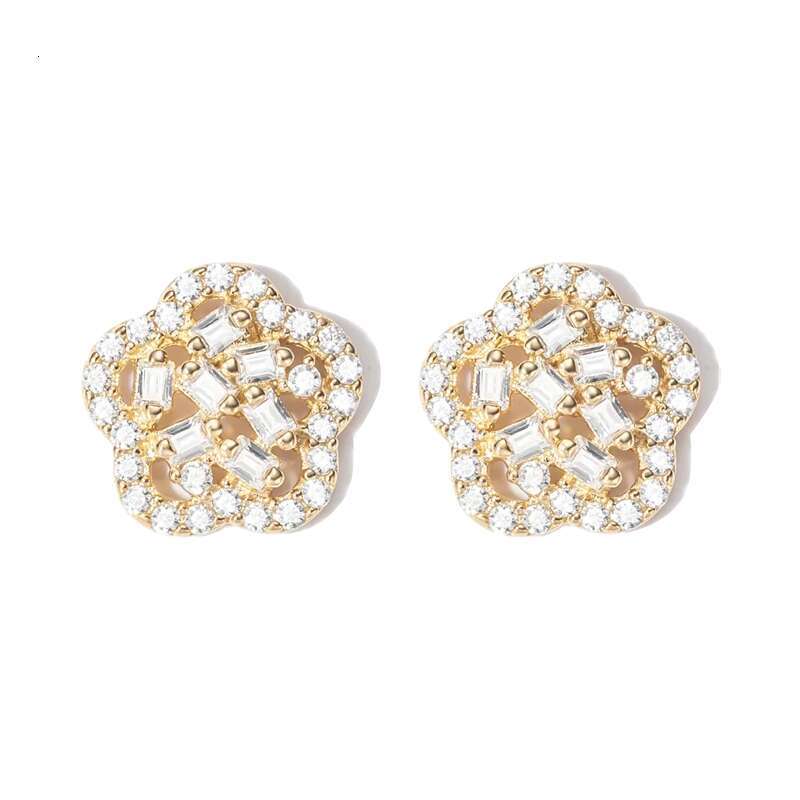 women elegant accessory stud Earrings sterling sier jewelry Floral zircon stones for sensitive skin