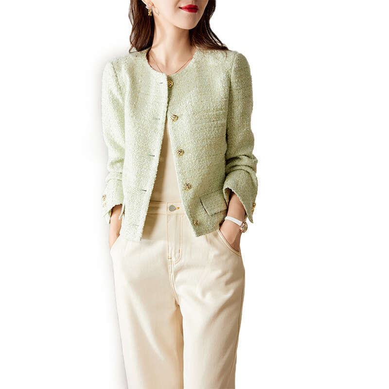 Wool Tweed And Coat New Autumn Short Candy Green Top Women's Spring Style B5