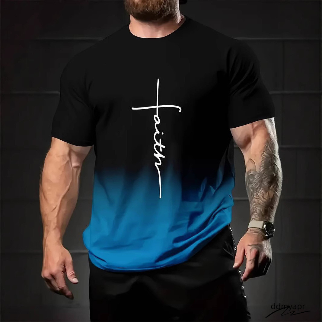 3D Digital Color Gradient Printing Mens T-Shirt Summer American Round ddmyday Neck Top 250710 ddmyday ddmyday ddmyday ddmyday