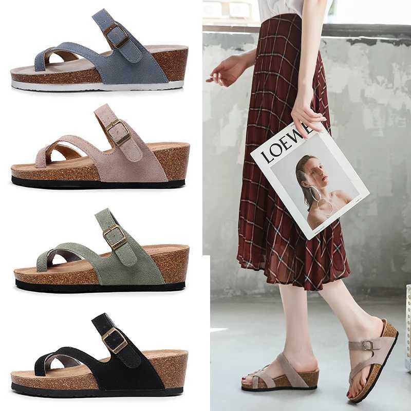 New Summer Women Wedge Beach Slipper Shoe Casual Cork Med Heel Outdoor Clogs Flip Flops Footwear W250905