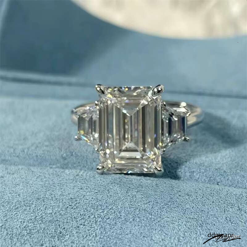 10K 14K White Gold ddmydec IGI Certificated Lab Grown Dia 5Ct Vintage Engagement Emerald Cut Ring ddmydec