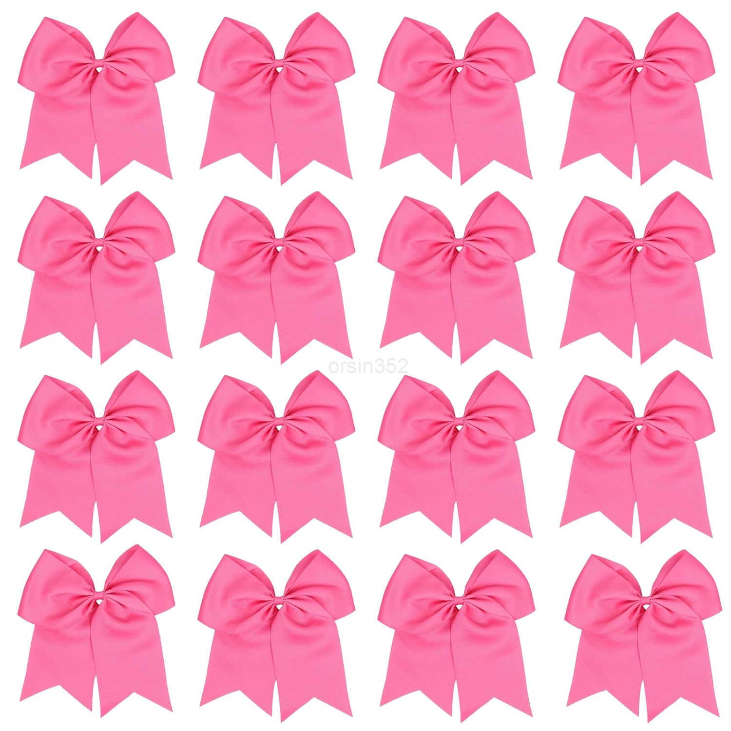 16Pcs Cheerleading Bows Long Tail Skinny Cheer Hair Bows Grosgrain Ribbon Elastic Bands Handmade Ponytail Holder for Cheerleading Girls School College