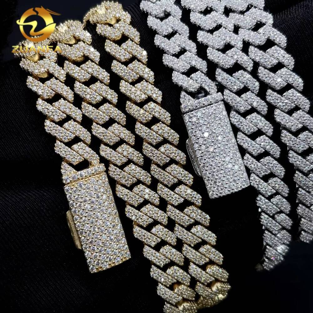 Hot Selling RTS Pass Diamond Tester Hip Hop Jewelry 8mm Moissanite Cuban Link Chain 925 Silver Iced Out Necklace