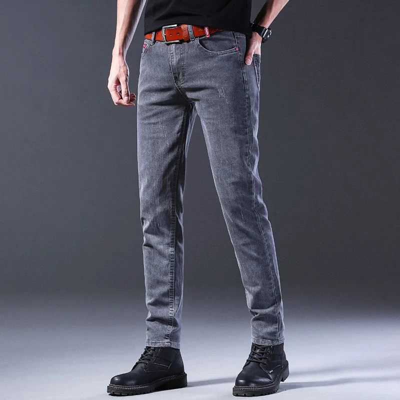 Men New Fashion Comfortable Slim Fit Jeans Male Loose Straight Smart Casual Denim Pants Formal Elasticity Look Taller Trousers W250905