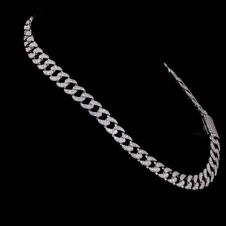 VOAINO Crystal Pave Cuban Chain 9K 14K 18K Gold Tone Hiphop Necklace for Men and Women Party Luxury Gift