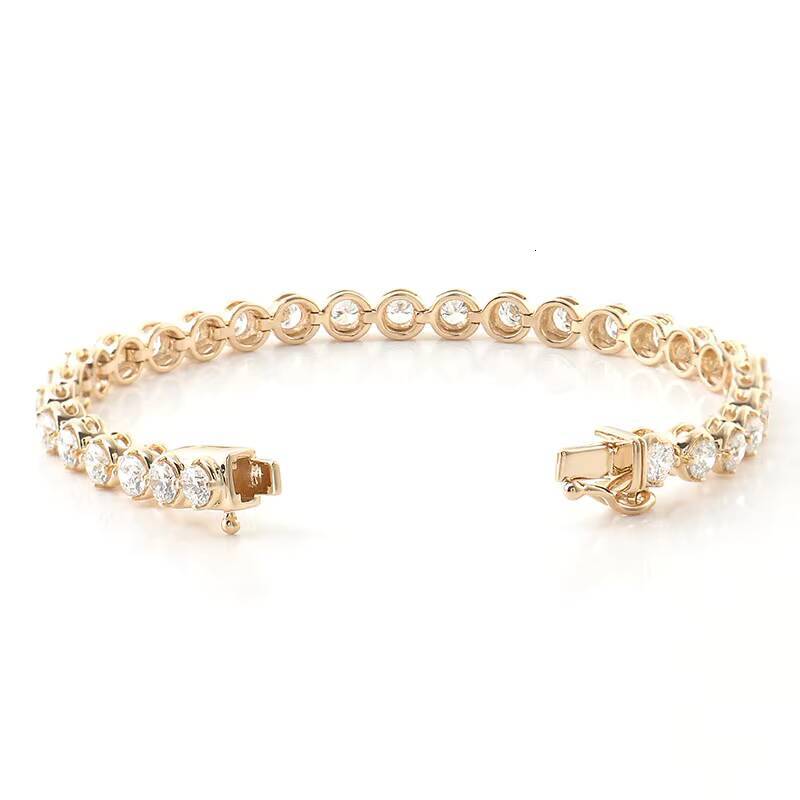 Fashion Iced Out 10k Yellow Gold 3mm DEF VS CVD HPHT Lab Grown Diamond Tennis Bracelet for Men Woman Bracelet