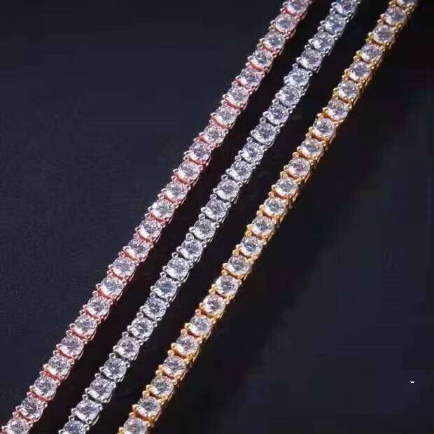 Wholesale Price S Sier GRA Dia Moissanite Tennis Chain Necklace 2MM to 6MM Sizes Available