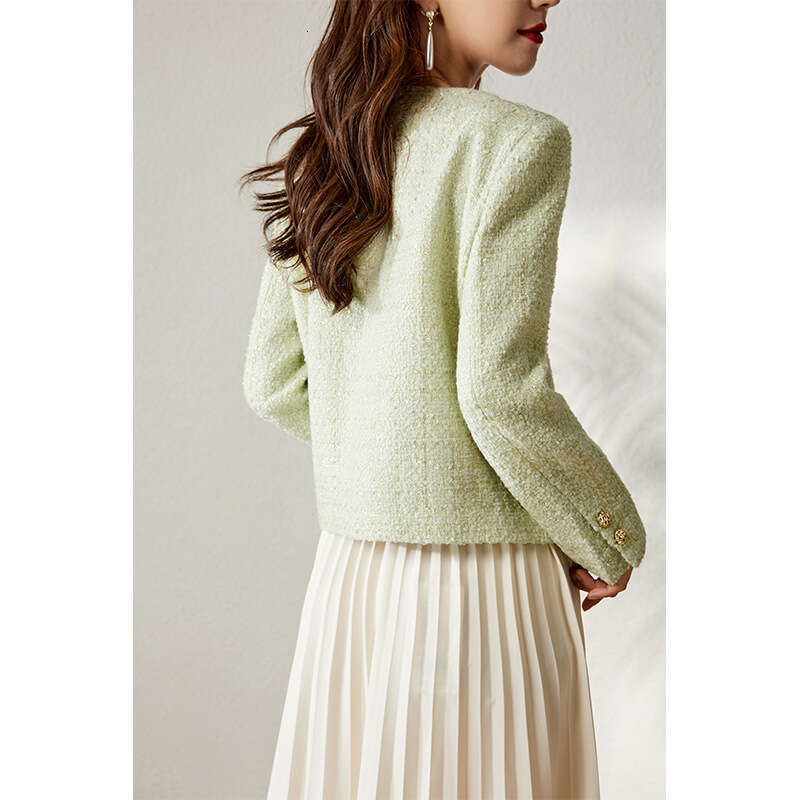 Wool Tweed And Coat New Autumn Short Candy Green Top Women's Spring Style B5