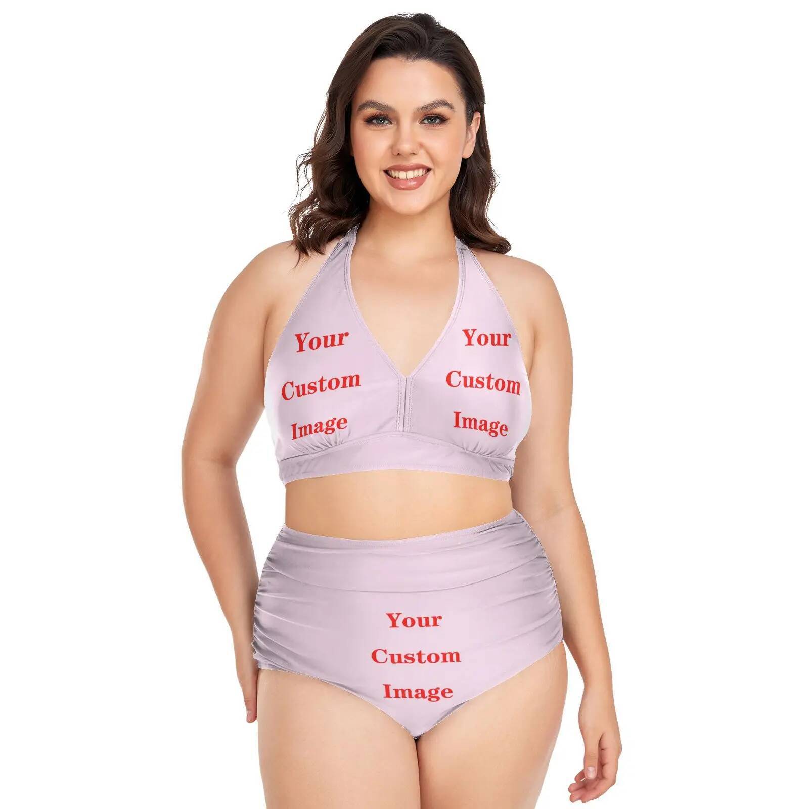 2025 New 4XL Swimsuit Custom image Sexy Female Handwork Swimming Suit For Large size swimsuit High Cut Bikini Set String