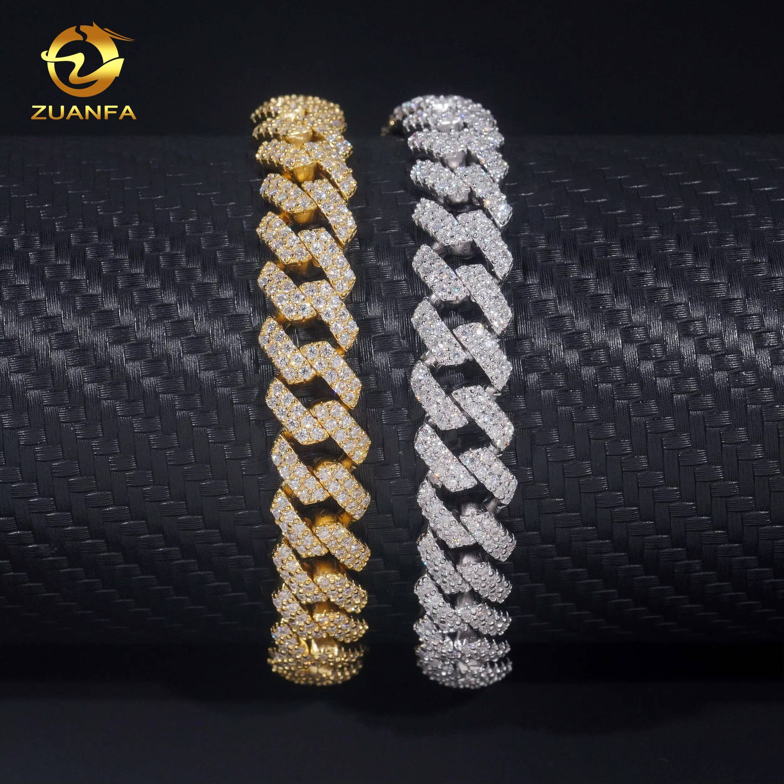 10mm 2Rows Sale Promotion Fine Jewelry Iced Out Diamond Cuban Link Chain Hip Hop Jewelry VVS Moissanite Men Necklace Bracelet