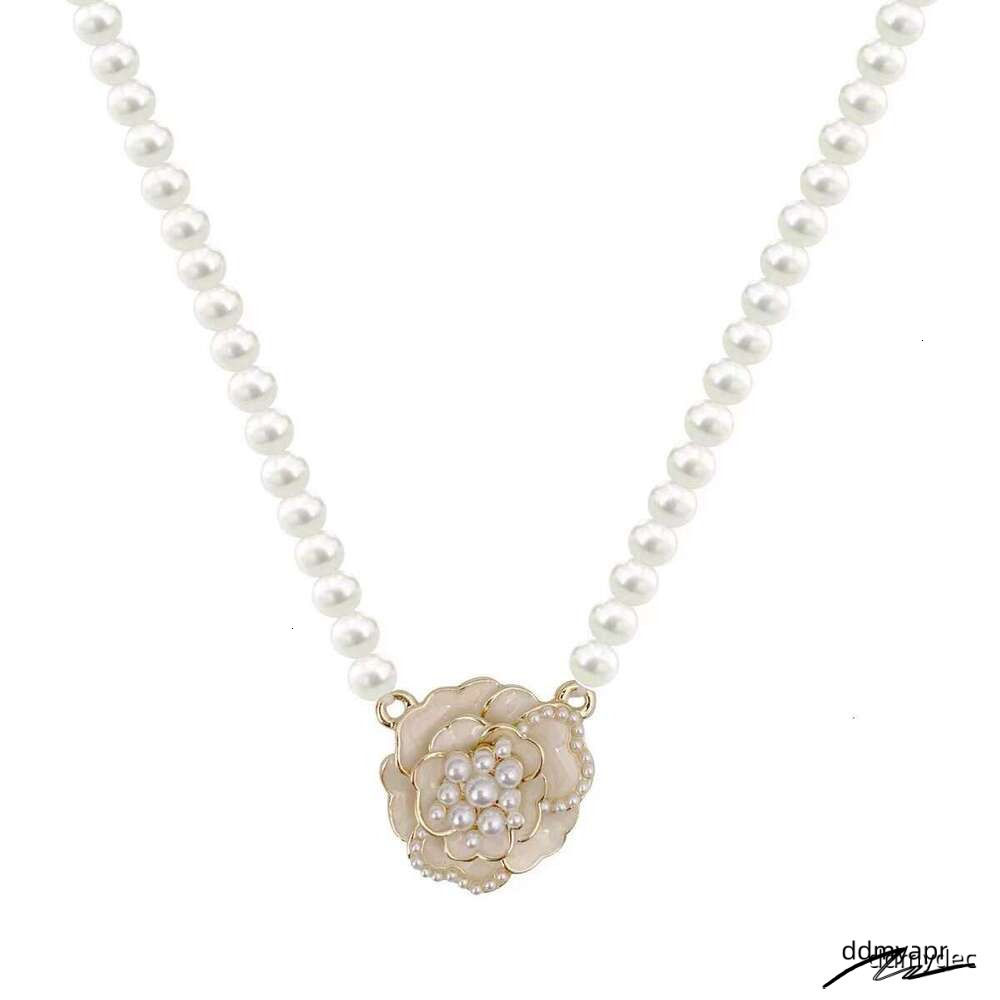 Nocturne Niche French Court Elegant Design Camellia ddmydec Pearl Necklace Choker ddmydec