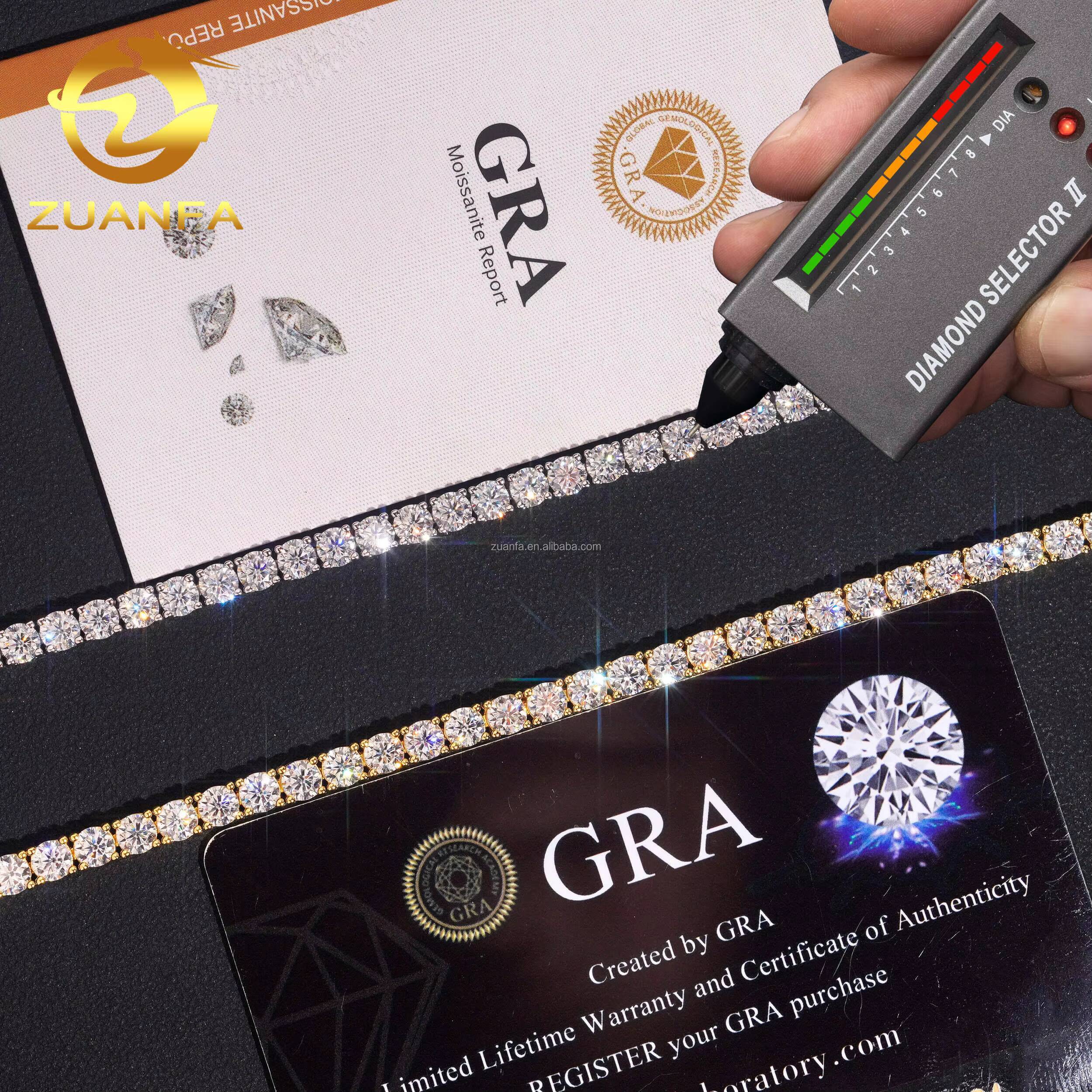 Ship in USA Warehouse Pass Diamond Tester Stock 4mm 925 Solid Silver Hip Hop Iced Out VVS1 Moissanite Diamond Tennis Bracelet