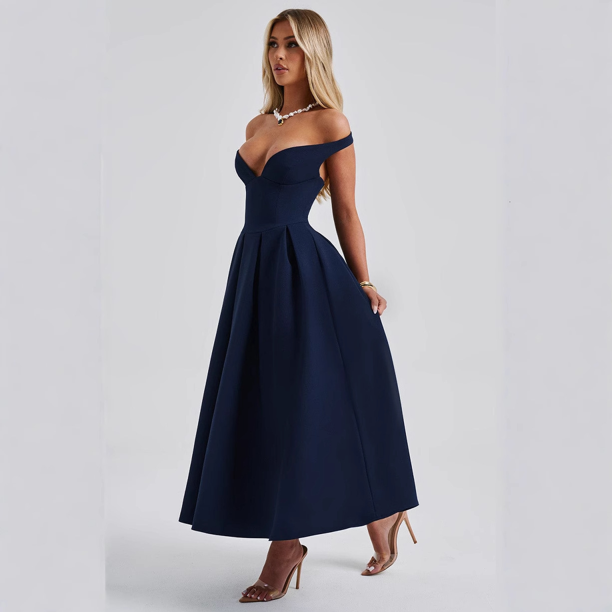 2025 Spring Summer New Womens Fashion Socialite Style Elegant VNeck Backless Evening Dress