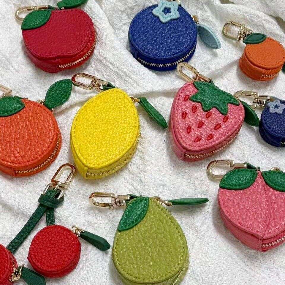 DHEssentials Fruit coin purse, gift keychain, leather bag, pendant, ins fresh and simple change storage bag