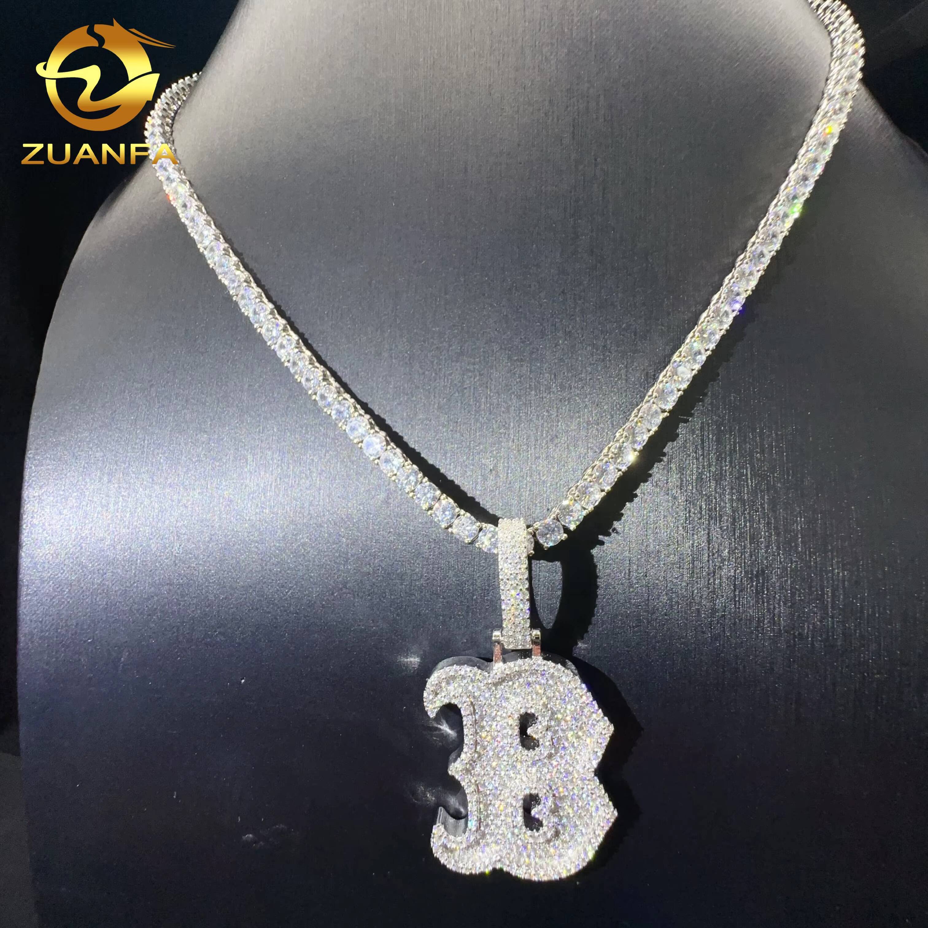 Custom Hip Hop Fine Jewelry in Sterling Silver 925 Iced Out Moissanite Letter Pendant VVS Moissanite Diamond Fashion Pendant
