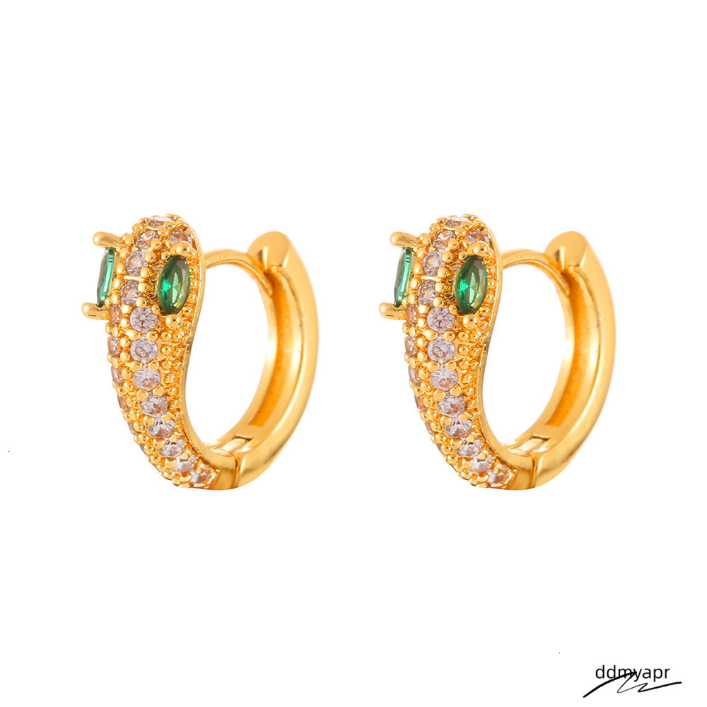 Light Elegant Exquisite Versatile Zircon Green Eye Snake-Shaped ddmyday Fashion High-End Sense Personality Niche Earrings 250710 ddmyday ddmyday ddmyd