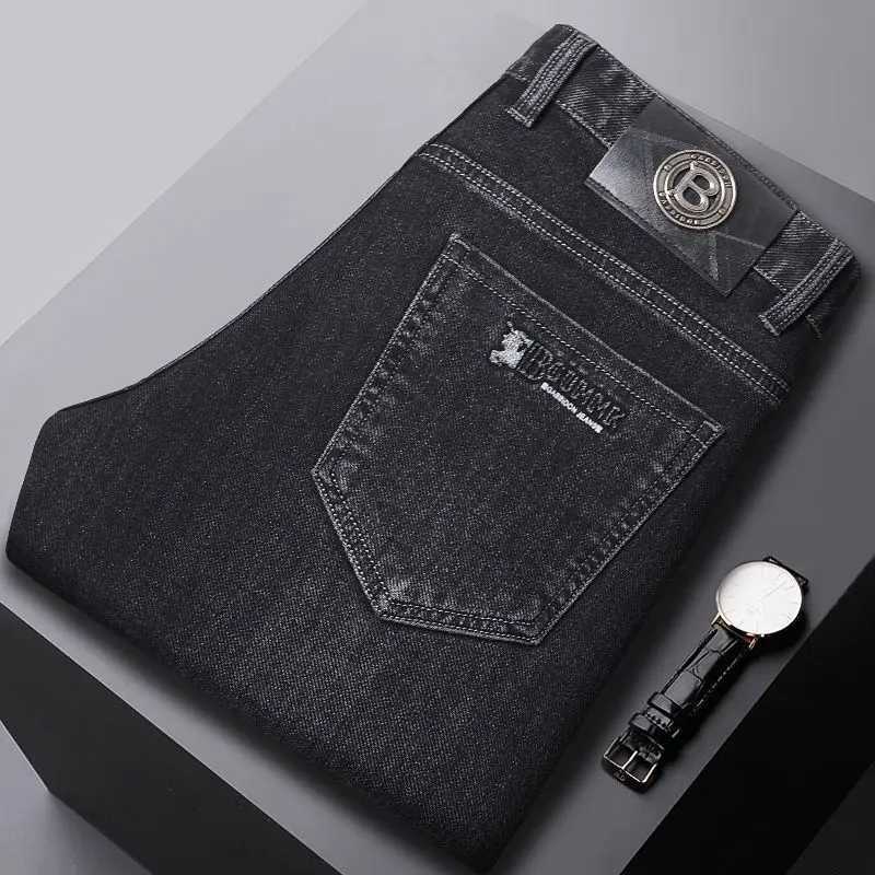 2025 New Stretch Jeans Mens Regular Classic Business Slim Trousers Black Blue Straight Male Brand Clothing Pants Size 2940 W250905