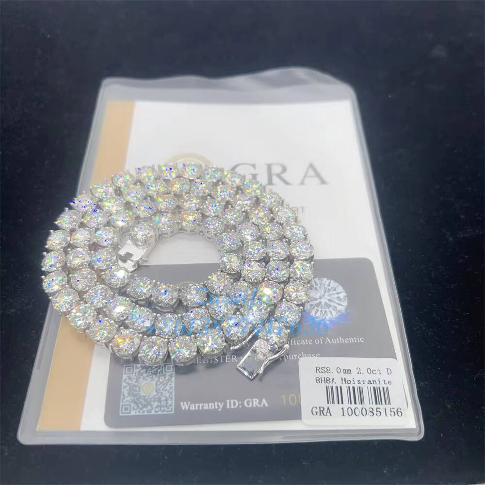 Wholesale Pass Diamond Tester 925 Silver Gold Plated Moissanite Diamond Bracelet Necklace 65mm 80mm VVS Moissanite Tennis Chai