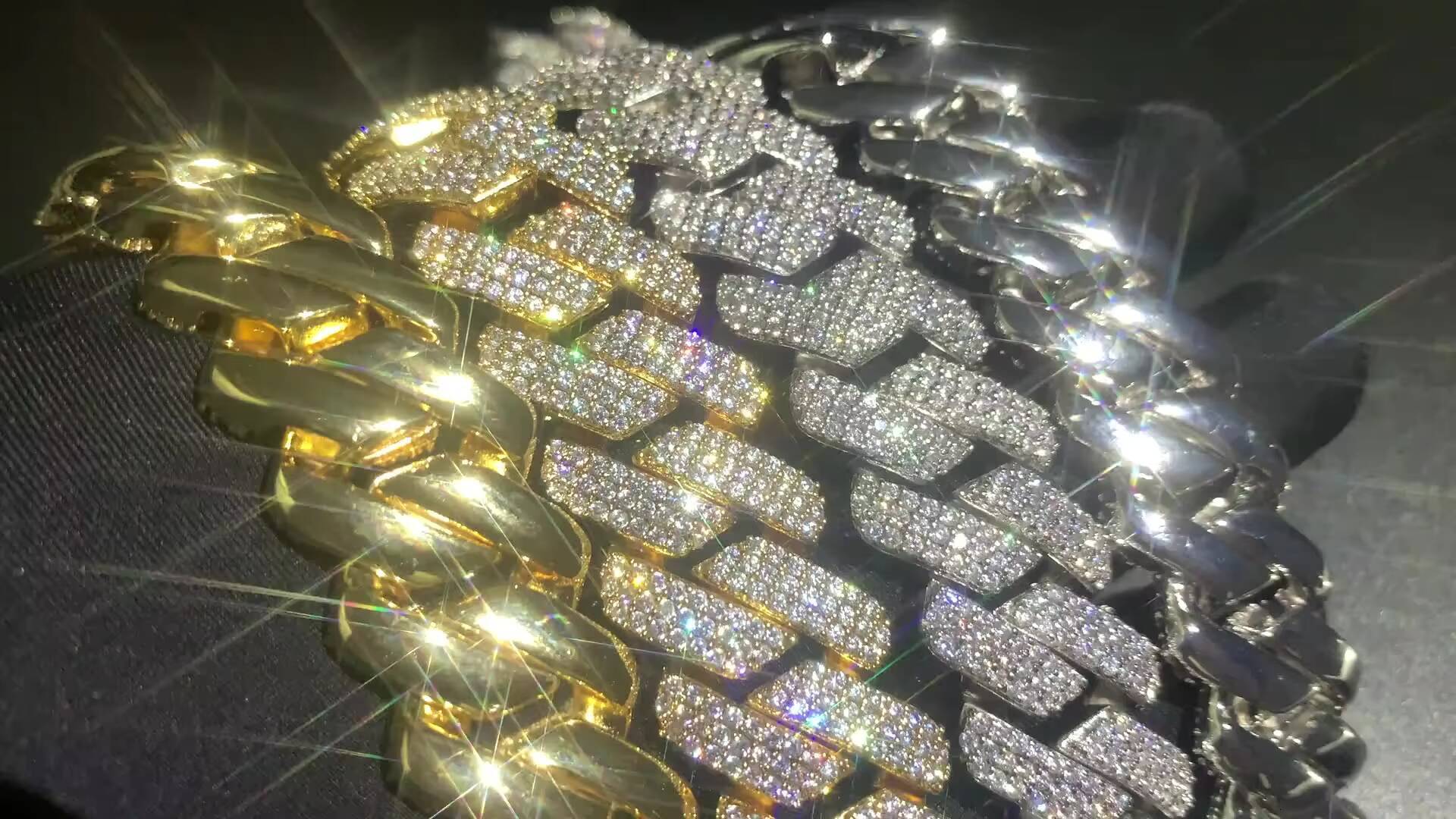 Dropshipping Wholesale 20mm Gold Heavy Iced Out Copper Biggest Cuban Link Chain Hip Hop Prong Chain