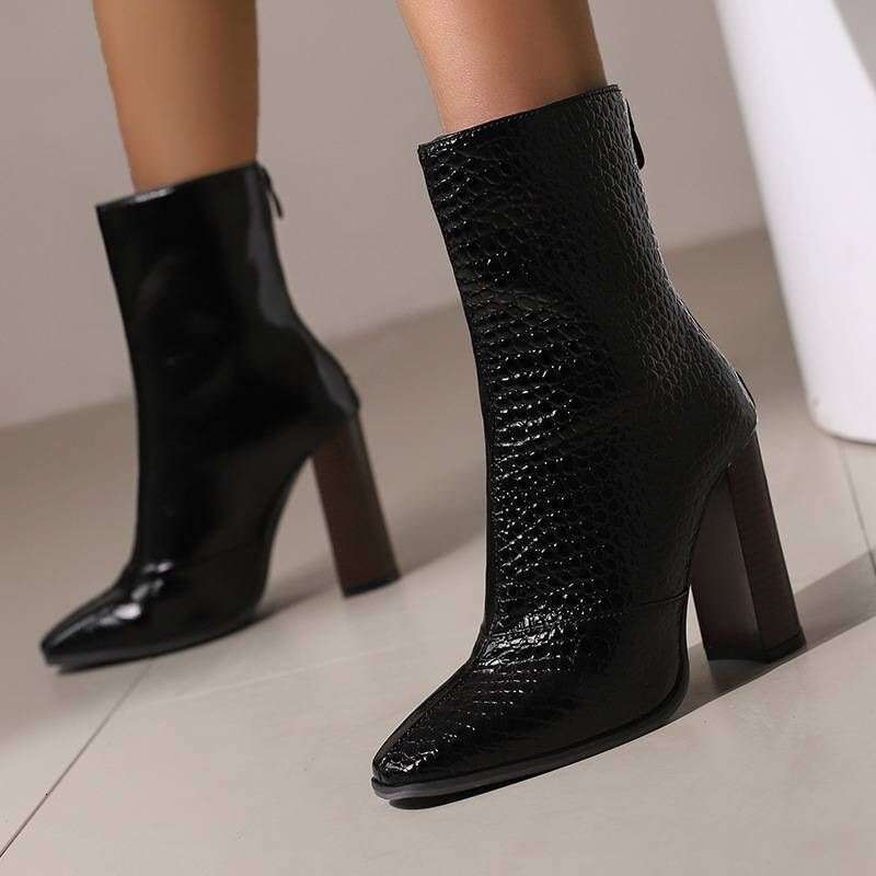 36-43 Women's Sexy Pointy Boots With Thick Heels Plus Size Fashion Boots(5 Color)