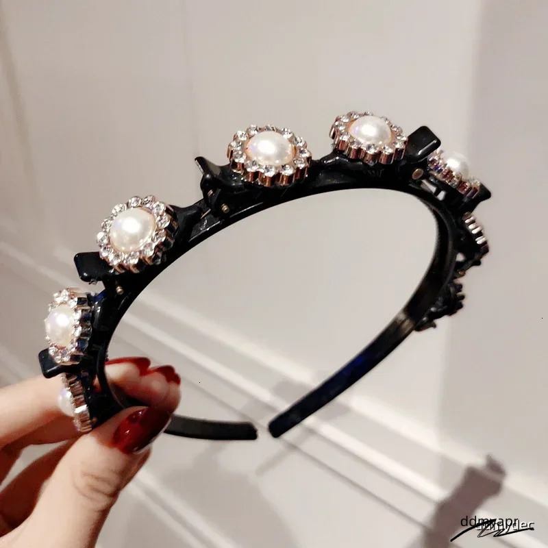 Double Layer Bands Clip Hairbands Fashion Plastic Braided Headband Punk New Knitting Womens Ddmydec Headwear Hair Accessories Pearl Ddmydec