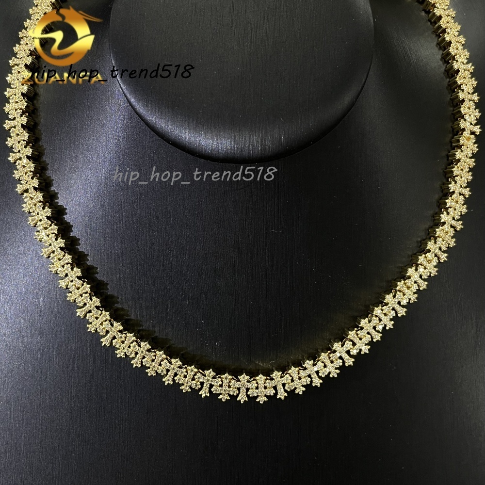 Popular Solid 925 Sterling Silver 8MM VVS Moissanite Iced Out Cross Cuban Link Chain GRA Certified Pass Tester Men Jewelry