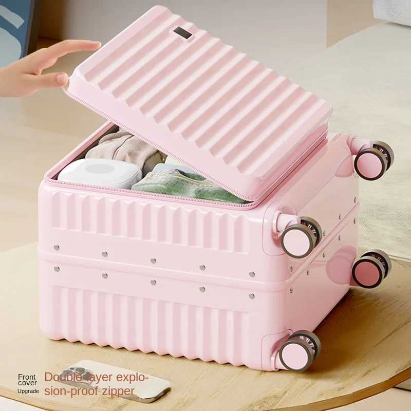 Side Opening Suitcase 1620 inch Boarding Travel Luggage Small Female New Aluminum Frame Short Trip Lightweight Trolley Case Z250905