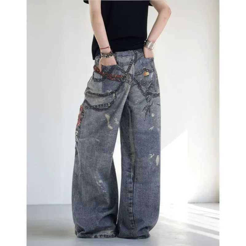 Trendy Men Vintage 3D Printed Wide Leg Straight Casual Jeans Autumn High Waist Denim Trousers American High Street Style Cowboy W250905