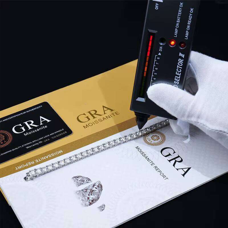 RINNTIN SMB 3mm Sterling Sier Gra Vvs Lab Mossanite Tennis Chain Bracelet