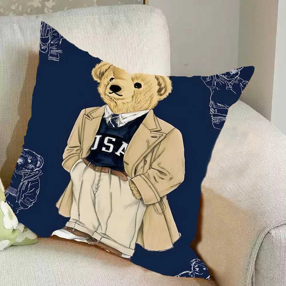 BaronFFilou Nordic Luxury Bear Cushion Geometric Linen Art Playful Home Decor Premium Soft Durable Machine Washable Kids Room Living 1 Y250906