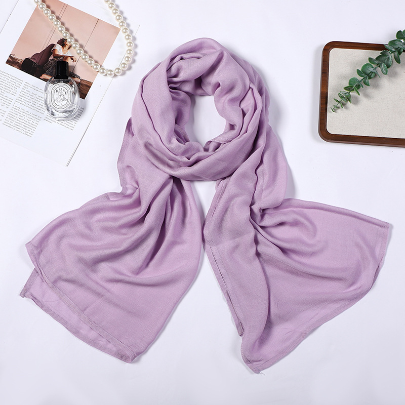 K1814 ins minimalist style solid color scarf women's long heavy chiffon shawl high-end versatile tulle scarf