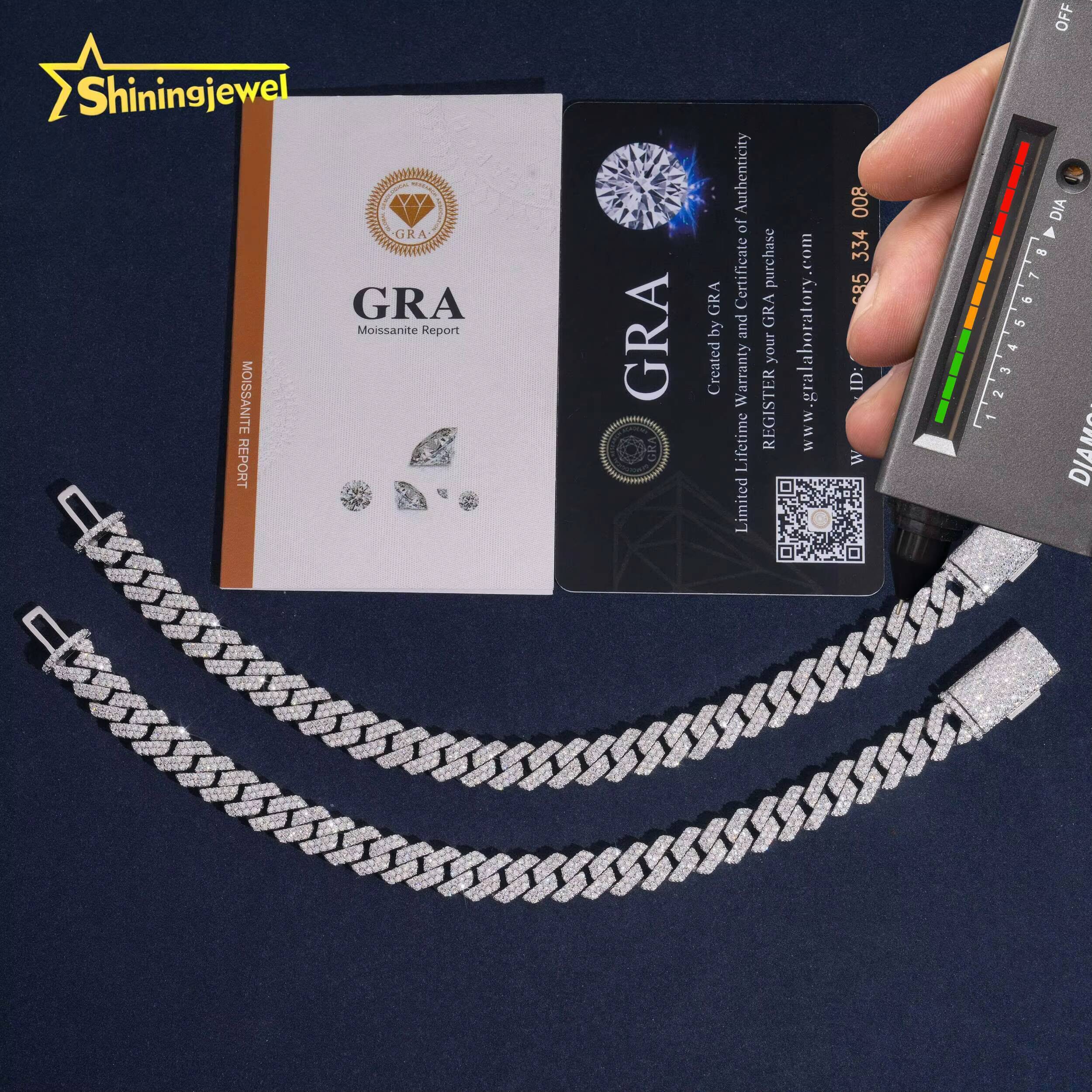 RTS US Warehouse Local Stock Pass Diamond Tester Solid 925 Sterling Silver Hip Hop Jewelry 8mm VVS Moissanite Cuban Bracelet