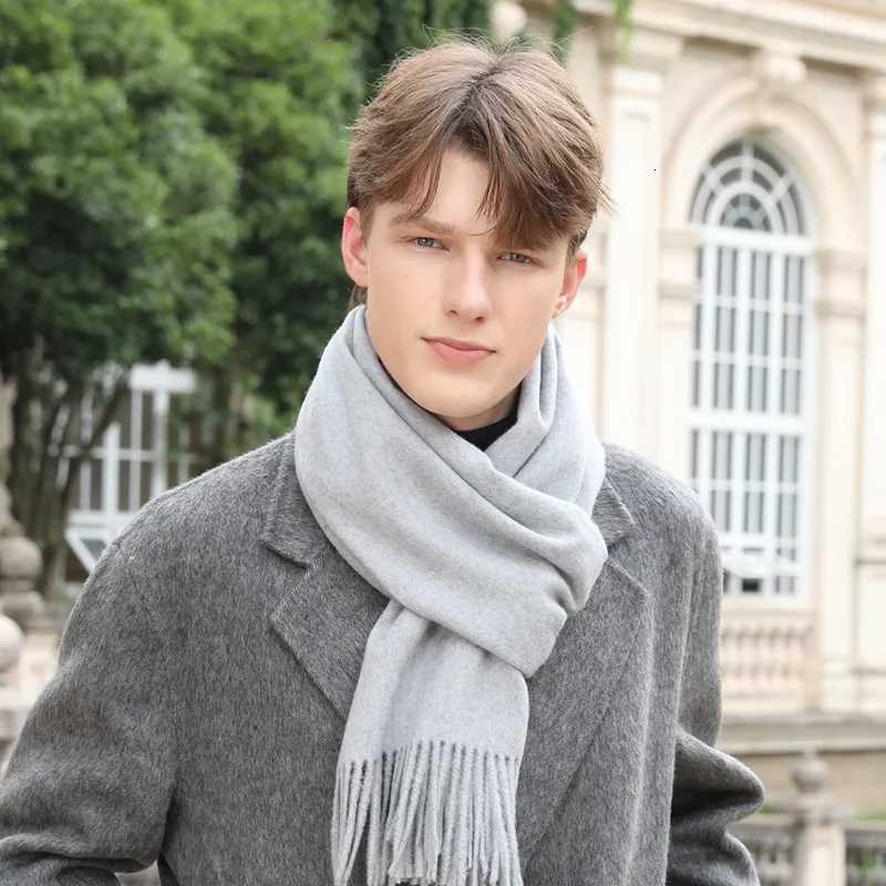 Classic Simple Solid Wool Blend Scarf Women Men Fall Winter High Quality Woolen Shl Thick Warm Tassel Muffler Female Male WrXJ250905