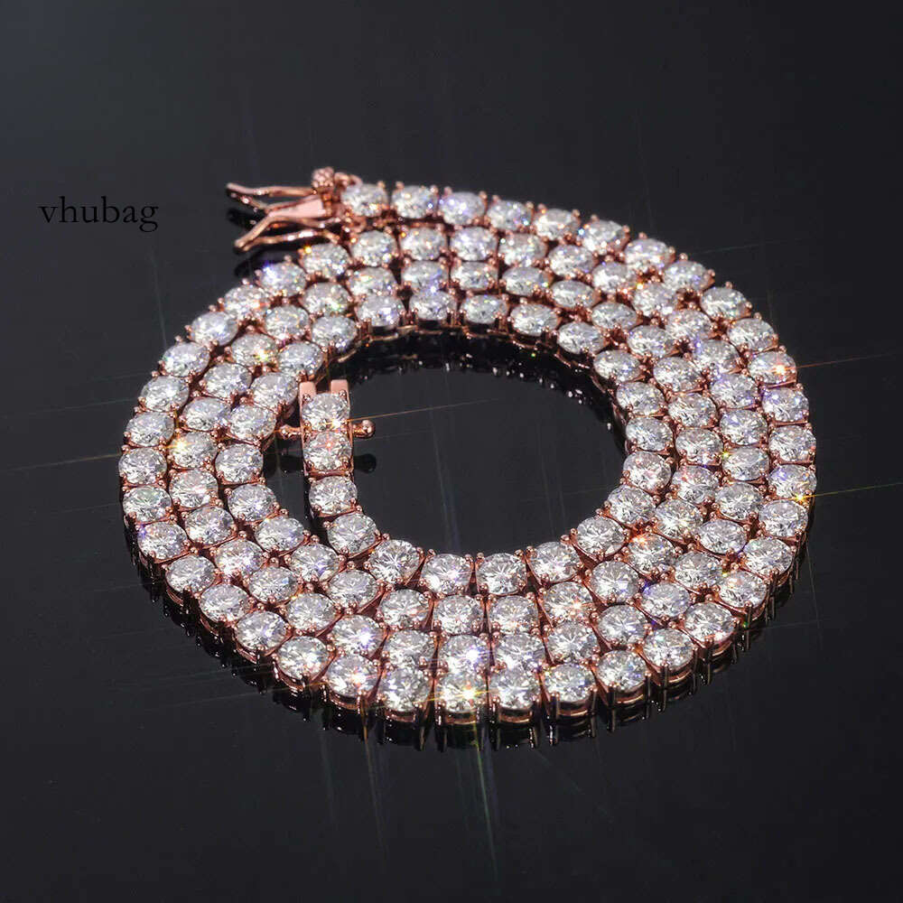 Shining VVS agate tennis bracelet necklace, rose gold plated ice-etched round-cut jewelry, suitable for women