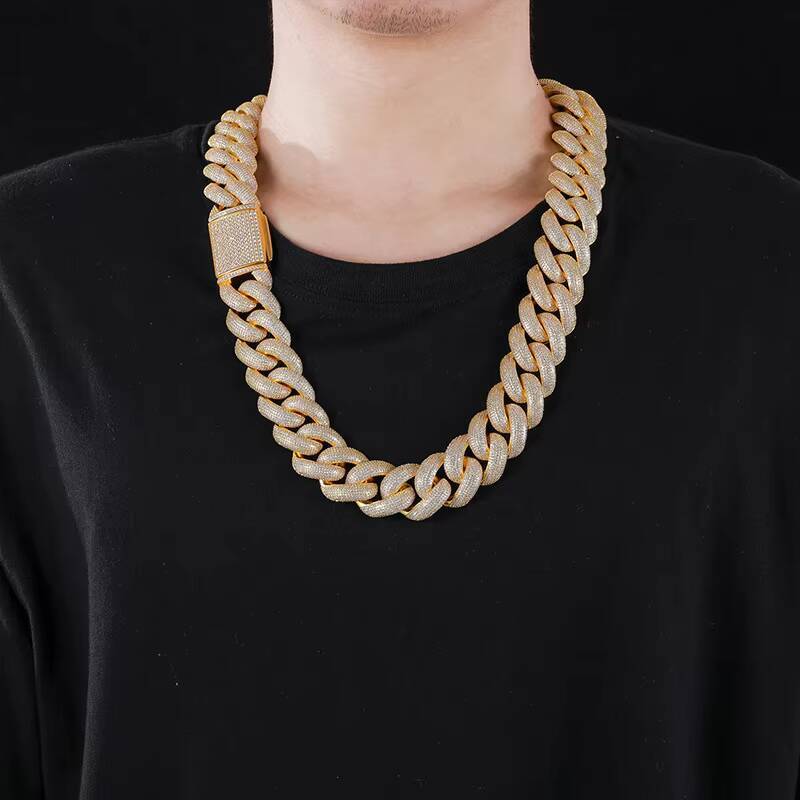 Gold Heavy High Quality 18k Gold Plated 20mm 25mm Iced Miami Cuban Chain for Men Necklace