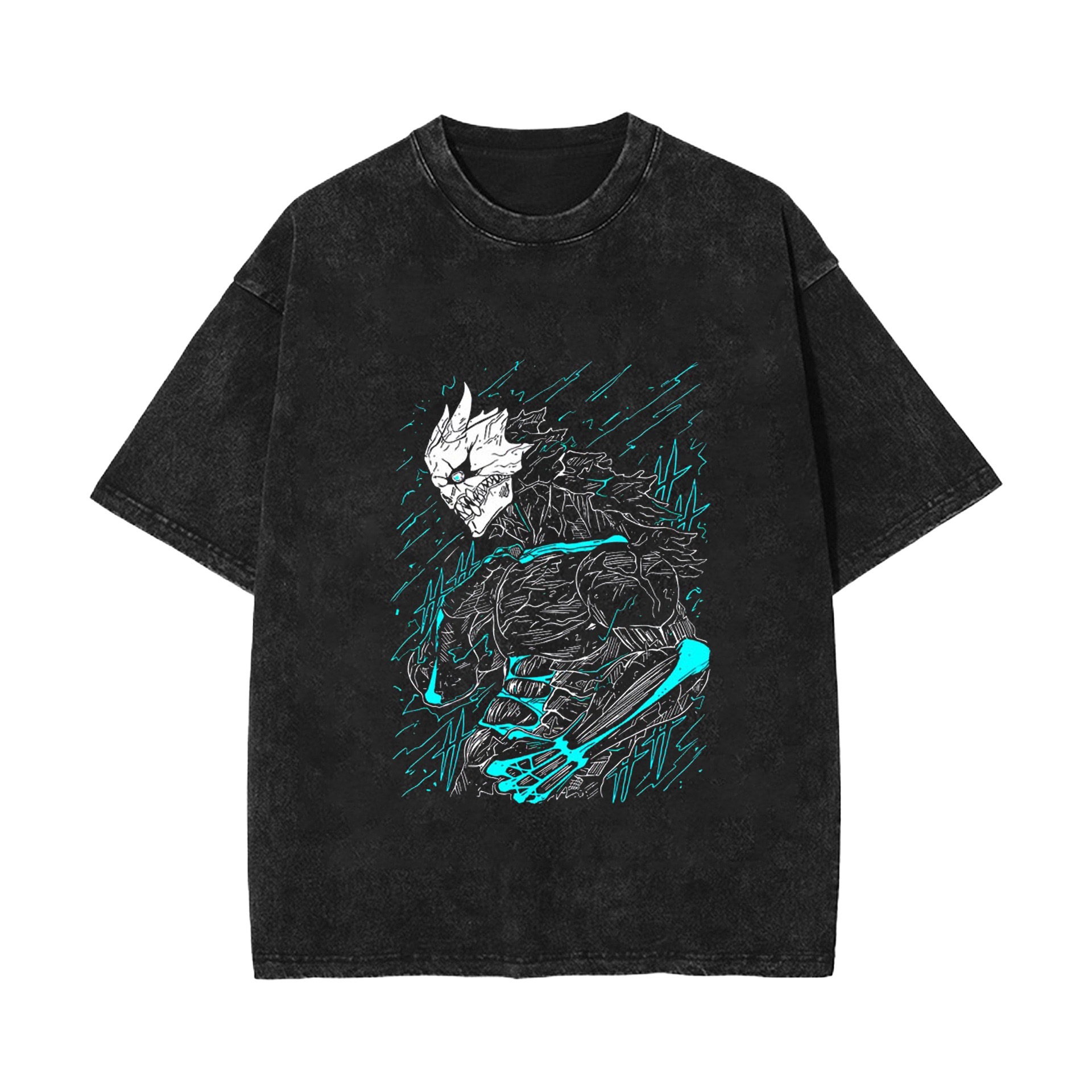 2025 New Release Anime KAIJU NO.8 Monster No.8 Vintage Cotton Washed Distressed Short-Sleeve T-Shirt - VT1590
