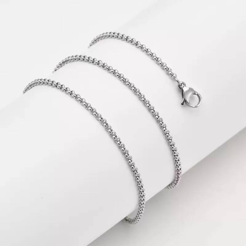 Wholesale Mens Silver Round Chain Necklace in 3mm Men Stainless Steel Necklaces Welded for custom jewelry manufacturing