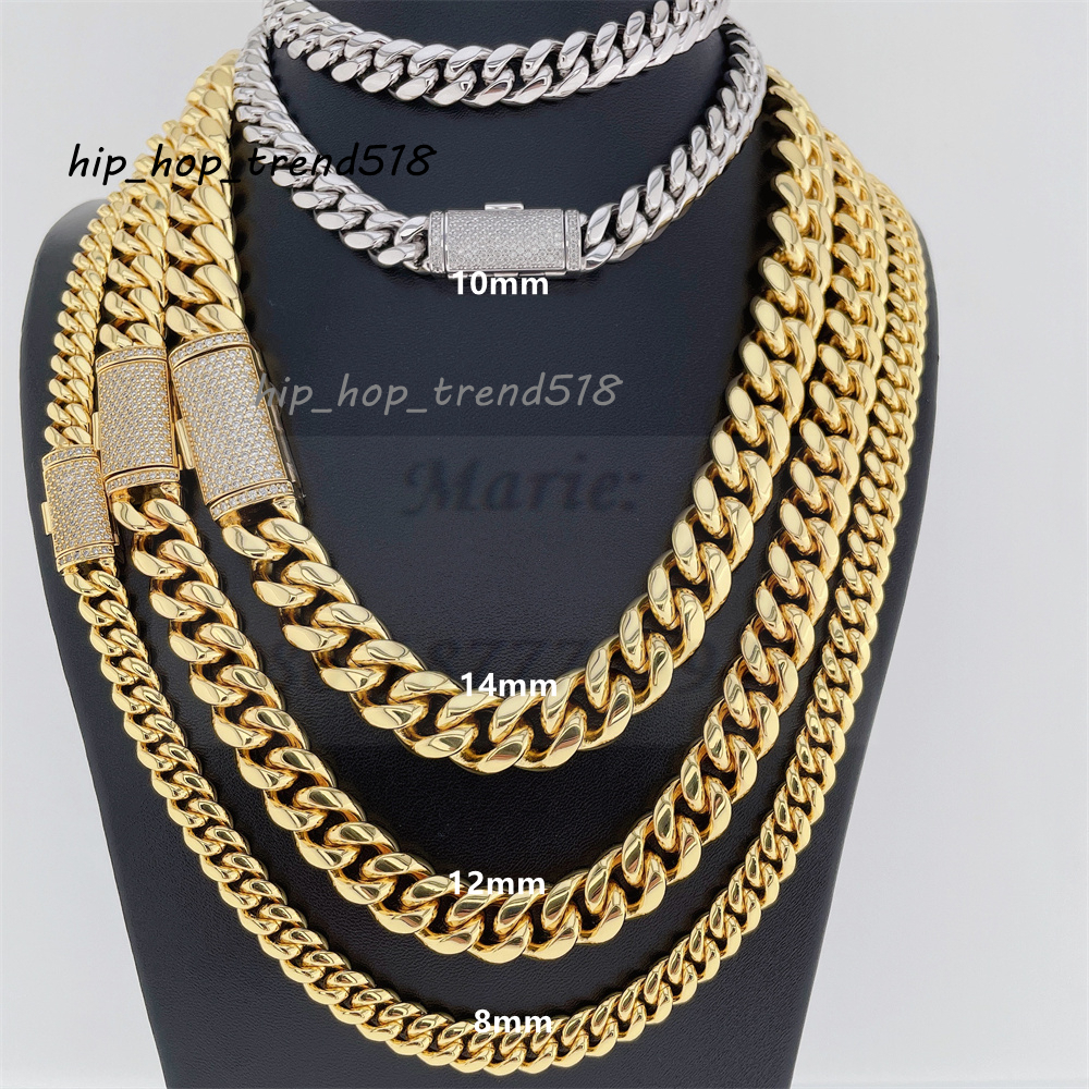 Hiphop Necklace S925 With Moissanite Clasp and Plated 14k Stainless Steel Cuban Moissanite Miami Cuban Chain