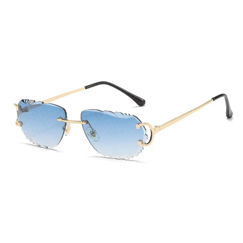 Sunglasses Sports Mens Women Gold and Silver Frameless Metal Round Oval Transparent Lens Sun Eyewear Fashion Glasses