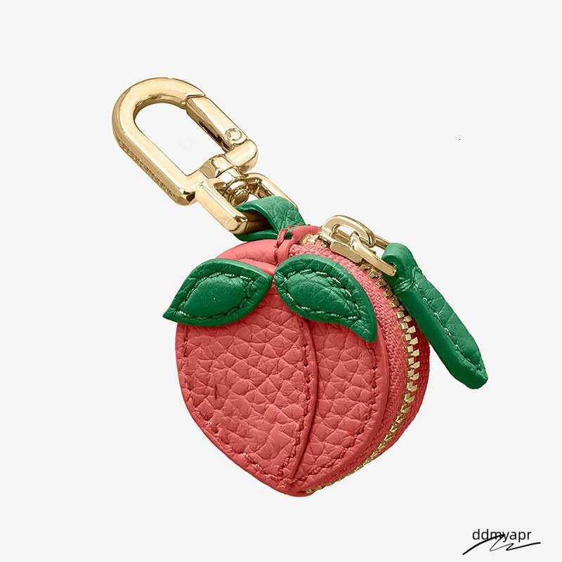 Keychains Ddmydec Fruit Shape Cherry Design Charm Coin Purse Blueberry Peach Cute Key Chain Mini Pouch Wallet Gift For Airtag Girl Women Ddmydec
