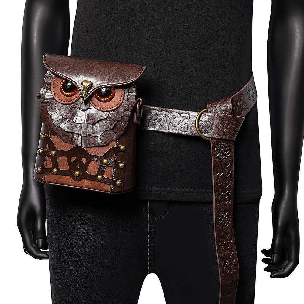 TEMU Color-Block Studded PU Leather Women's Shoulder Medieval Steampunk Owl MINI Crossbody Bag