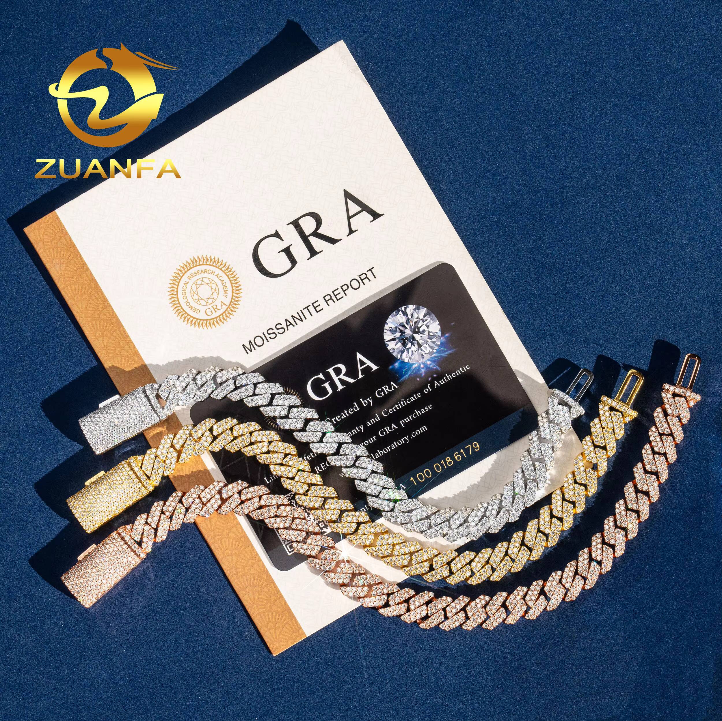 Hip Hop Jewelry 10mm Vvs Moissanite Hip Hop Bracelet 925 Sterling Silver Iced Out Miami Cuban Link Chain Moissanite