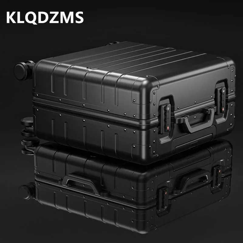 KLQDZMS New Luggage Small All Aluminum Magnesium Alloy Boarding Box 18 Inches Mens Business Trolley Case Rolling Suitcase Z250905